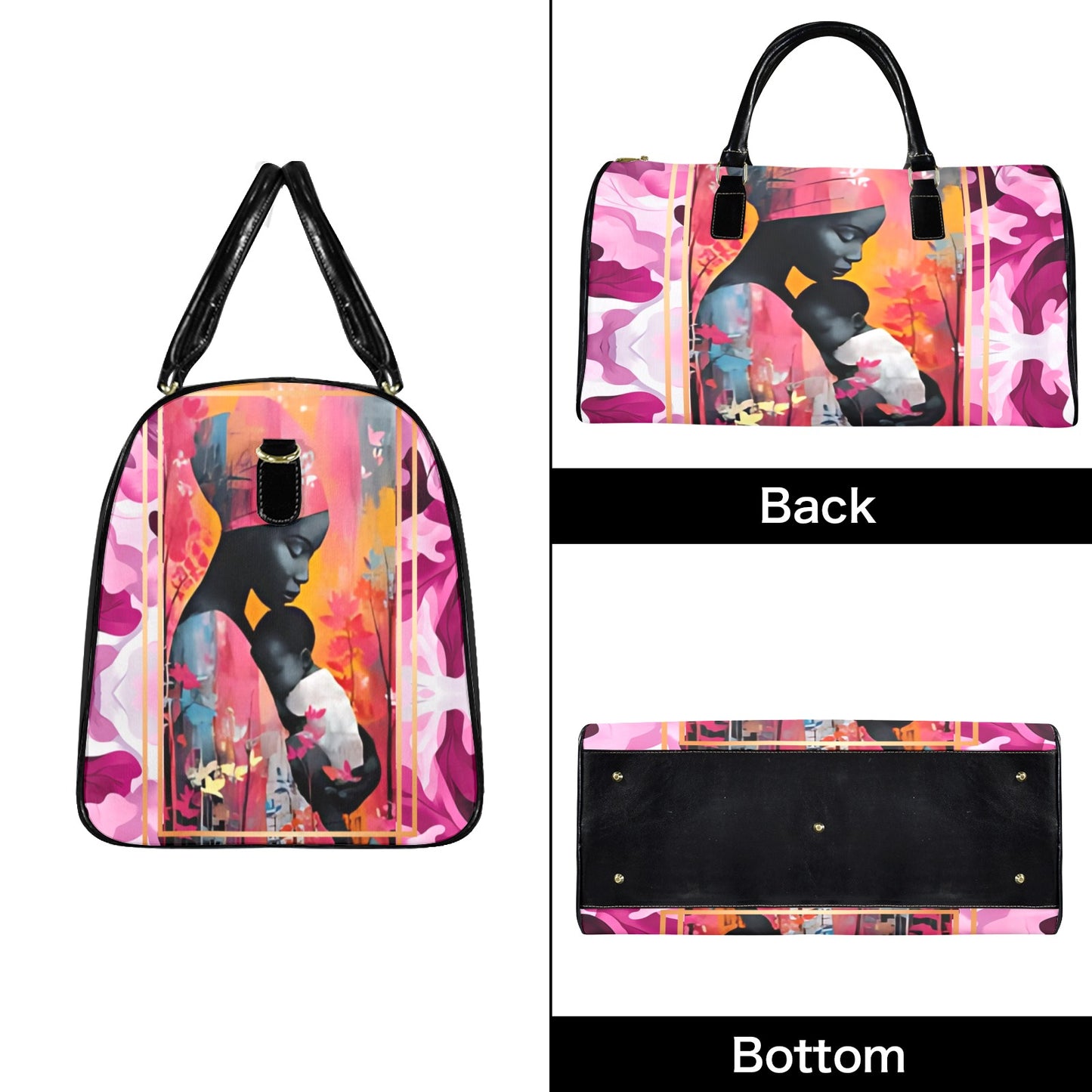 Mother's Day Travel Bag Large Capacity Travel Bag-Large (Black Short Patch) (1737)