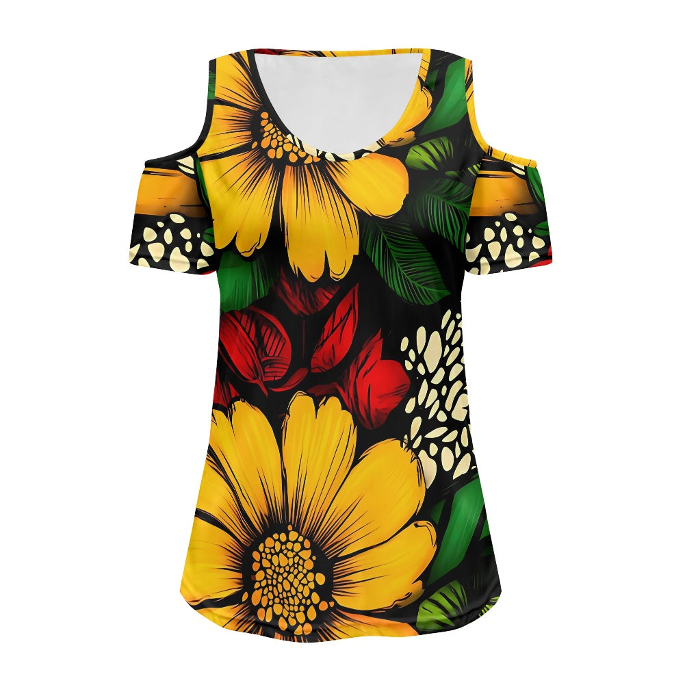 Off-the-shoulder short-sleeved T-shirt