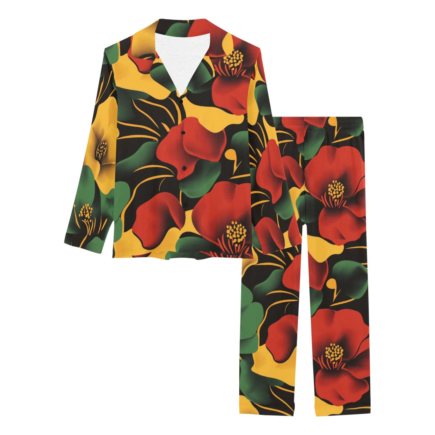 Floral Pattern Women's Pajama Set Women's Long Pajama Set
