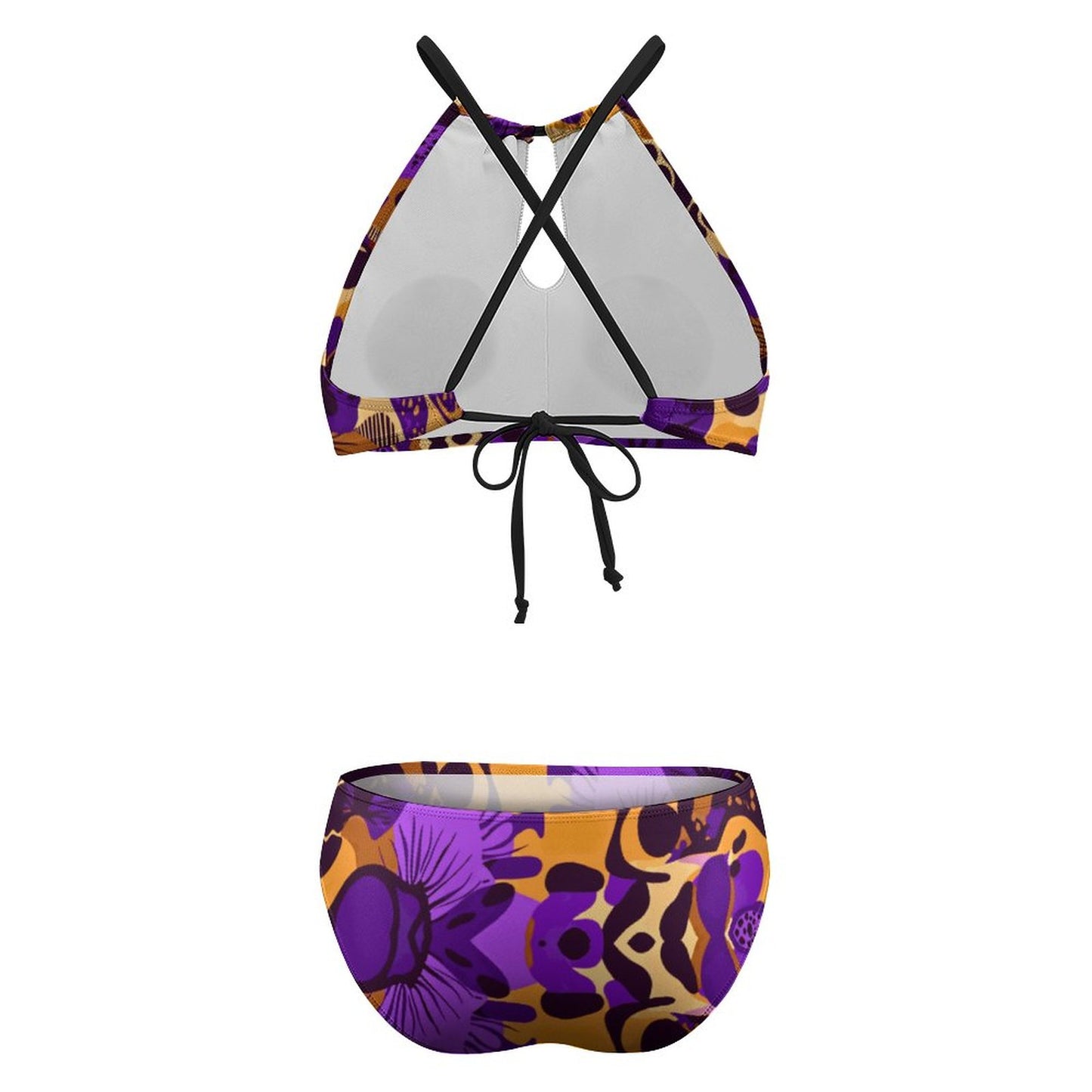 Women's Two piece Swimsuit with High Neck Halter Top BK2040 (All-Over Printing)