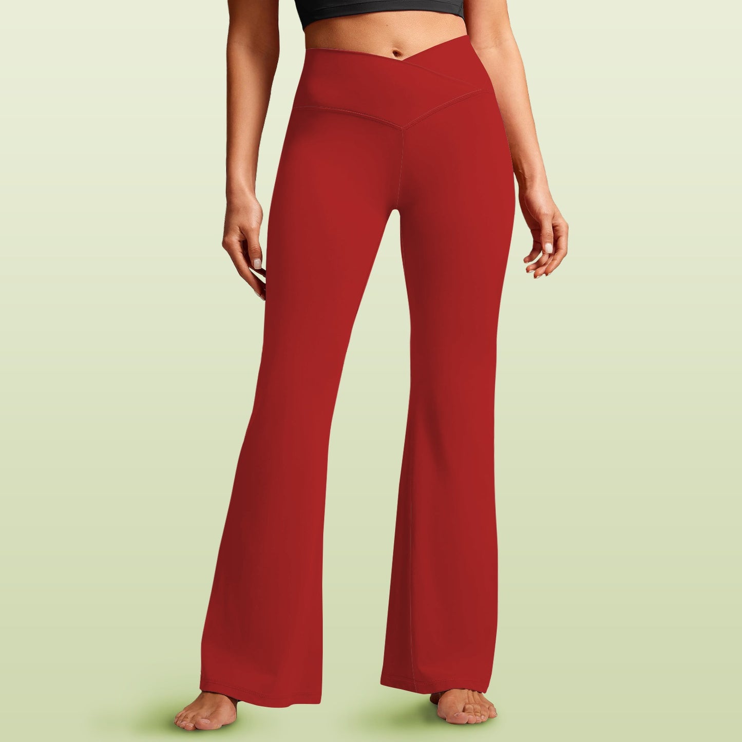 Burnish Women's High Waist Crossover Tummy Control Flare Leggings High Waist Crossover Tummy Control Flare Leggings