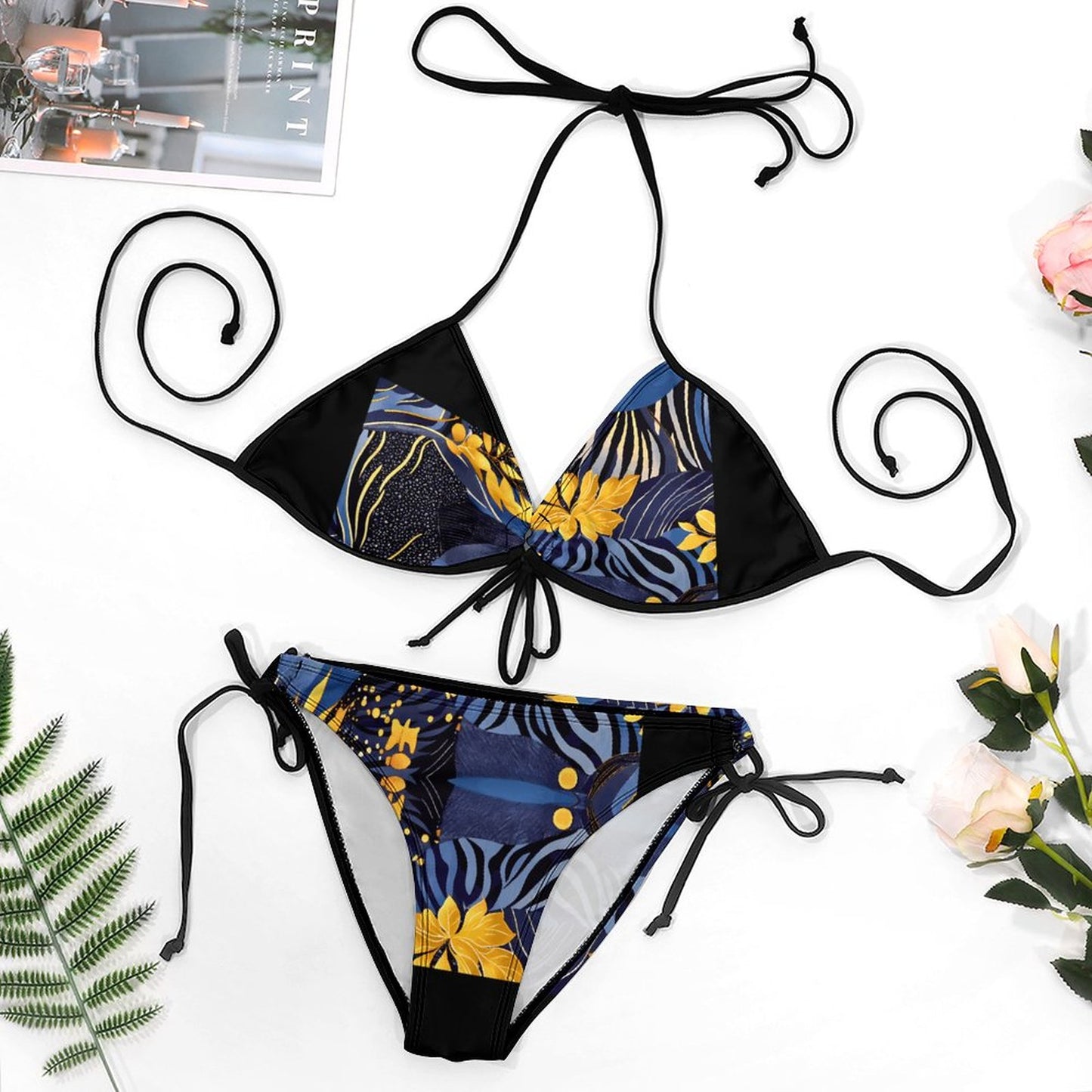 Plus Size Halter Tie Front Bikini Set BK2059 (All-Over Printing)