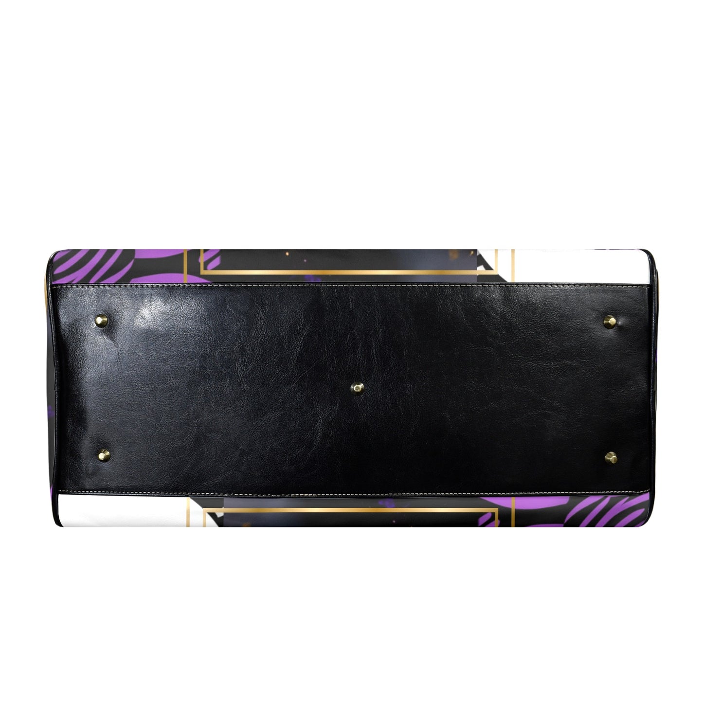 Purple and Gold AfroCentric Travel Bag Leather Travel Bag-Large (Short Patch) (1735)