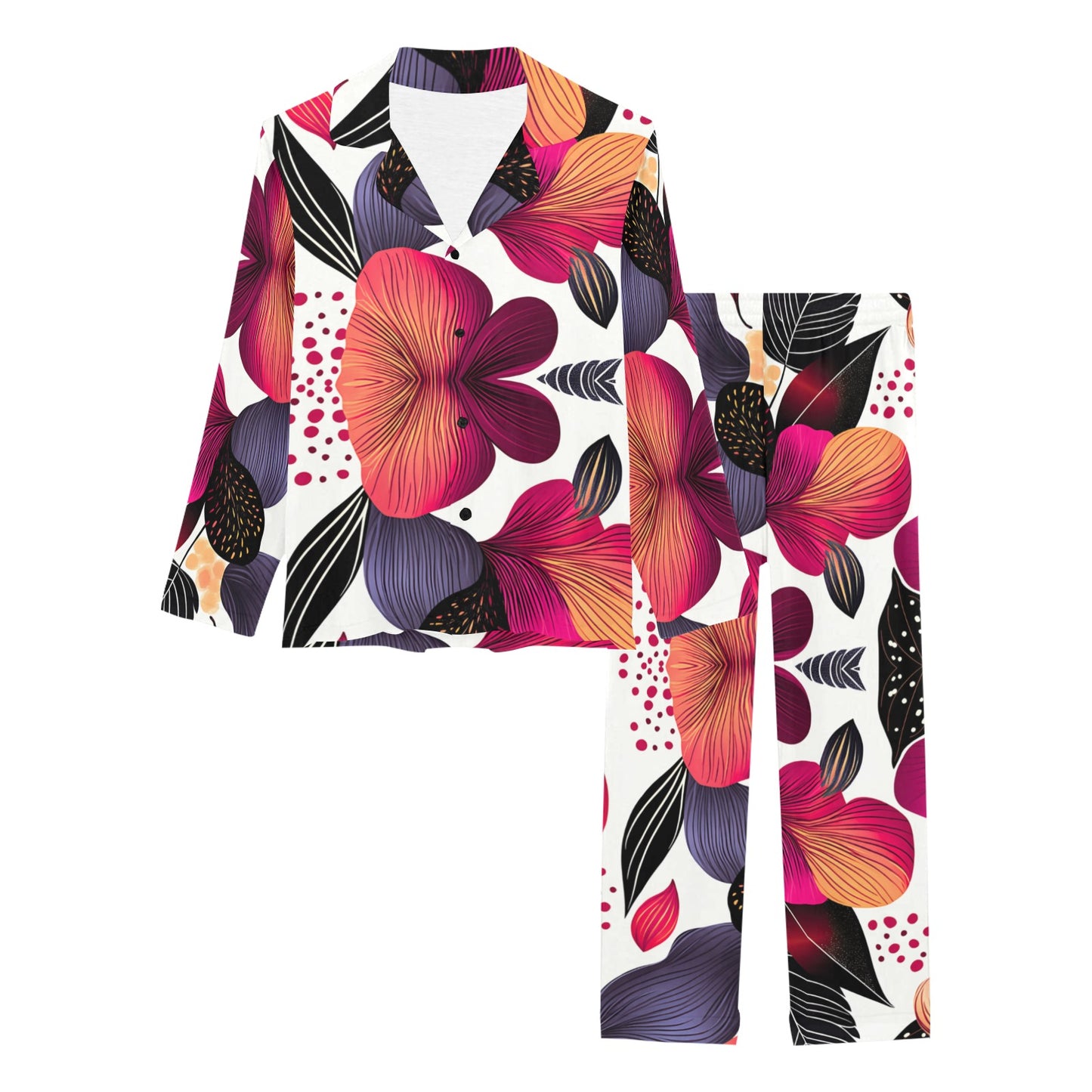 Floral Pattern Women's Pajama Set Women's Long Pajama Set