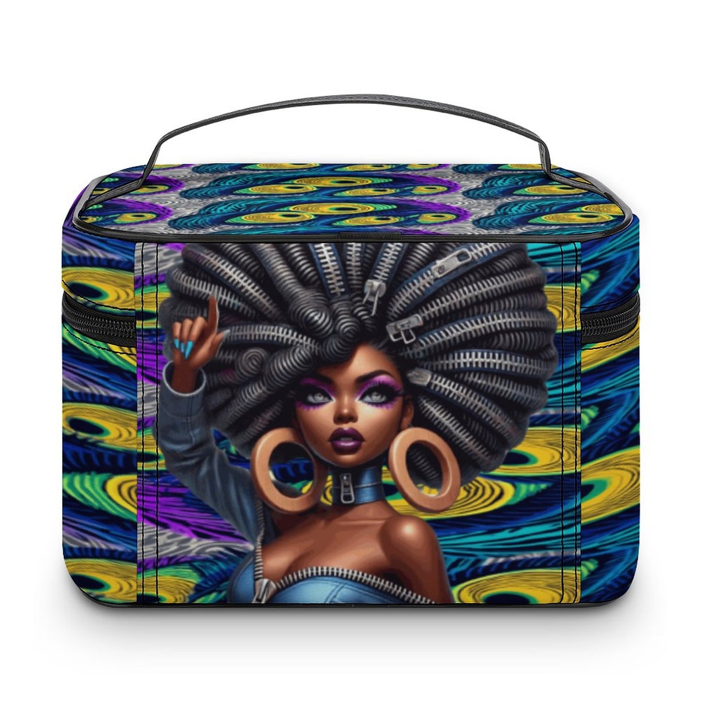 Make-up bag with Lychee pattern PU material