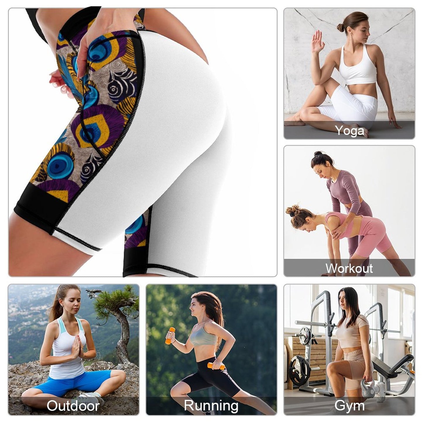 250gsm Knee-Length Yoga Shorts YJ008 (All-over Printing)