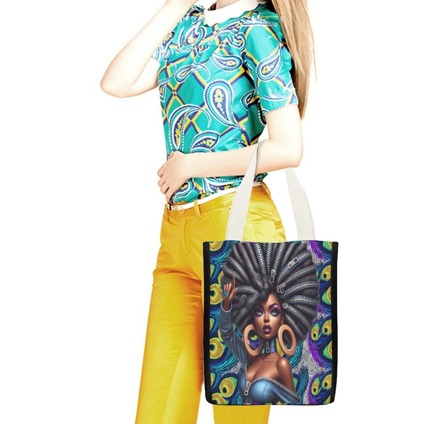 Canvas Material Tote Bags with Interior Pocket (Dual-sided Printing)