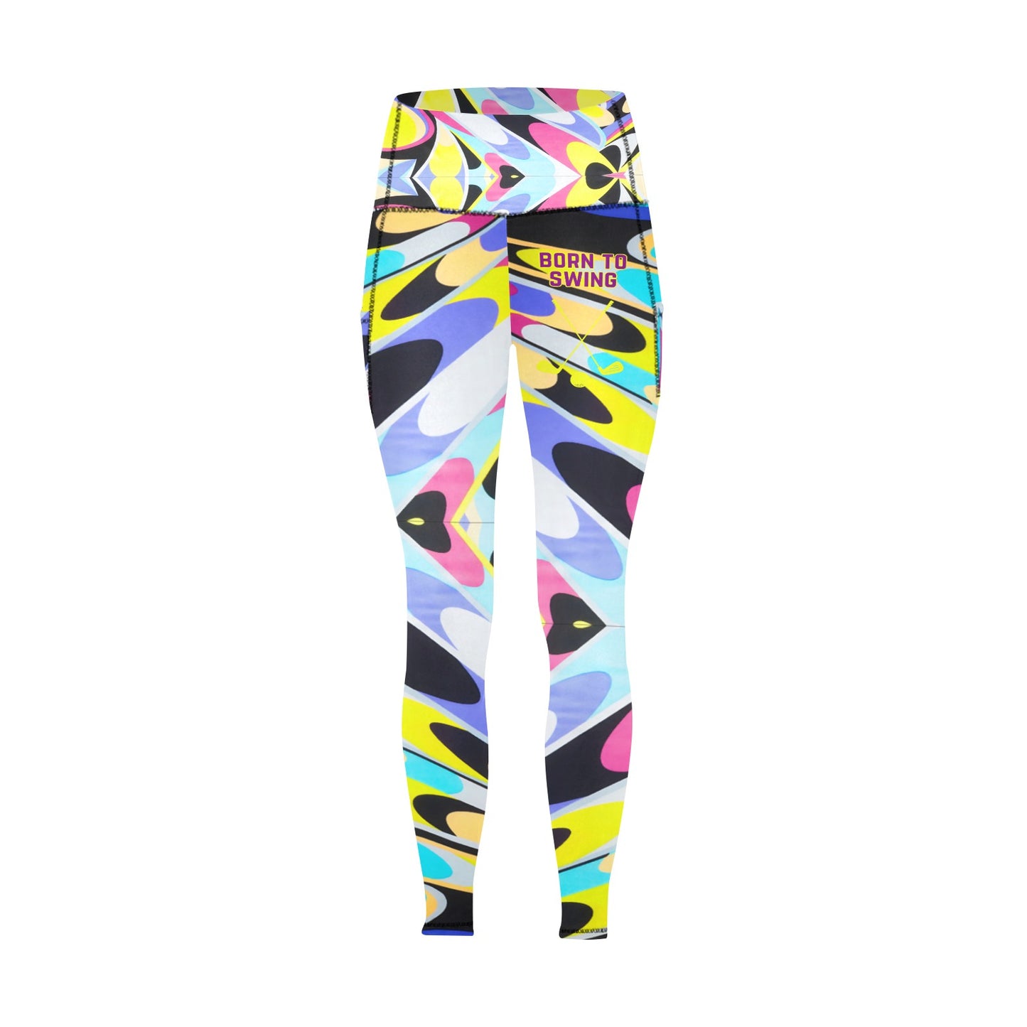 All Over Print Born to Swing Leggings with Pockets (L56)
