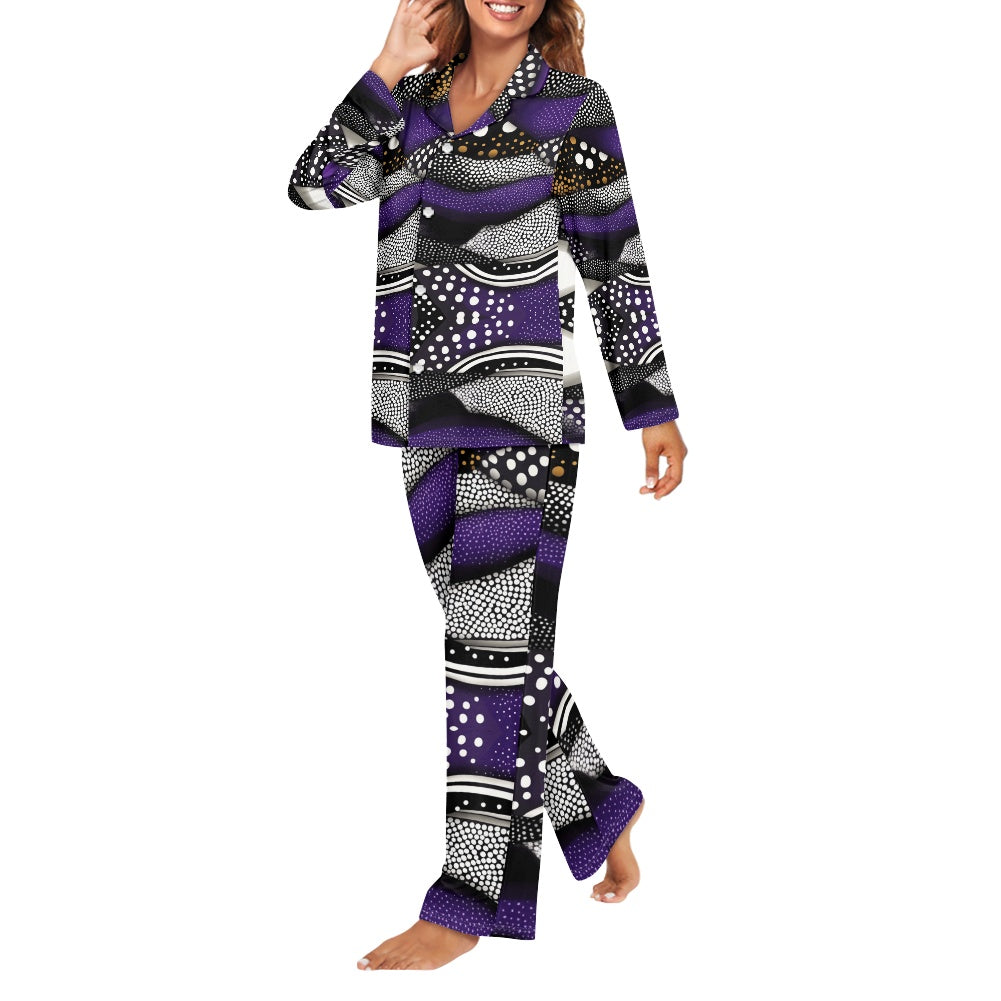 Turn down neck pajamas set for woman