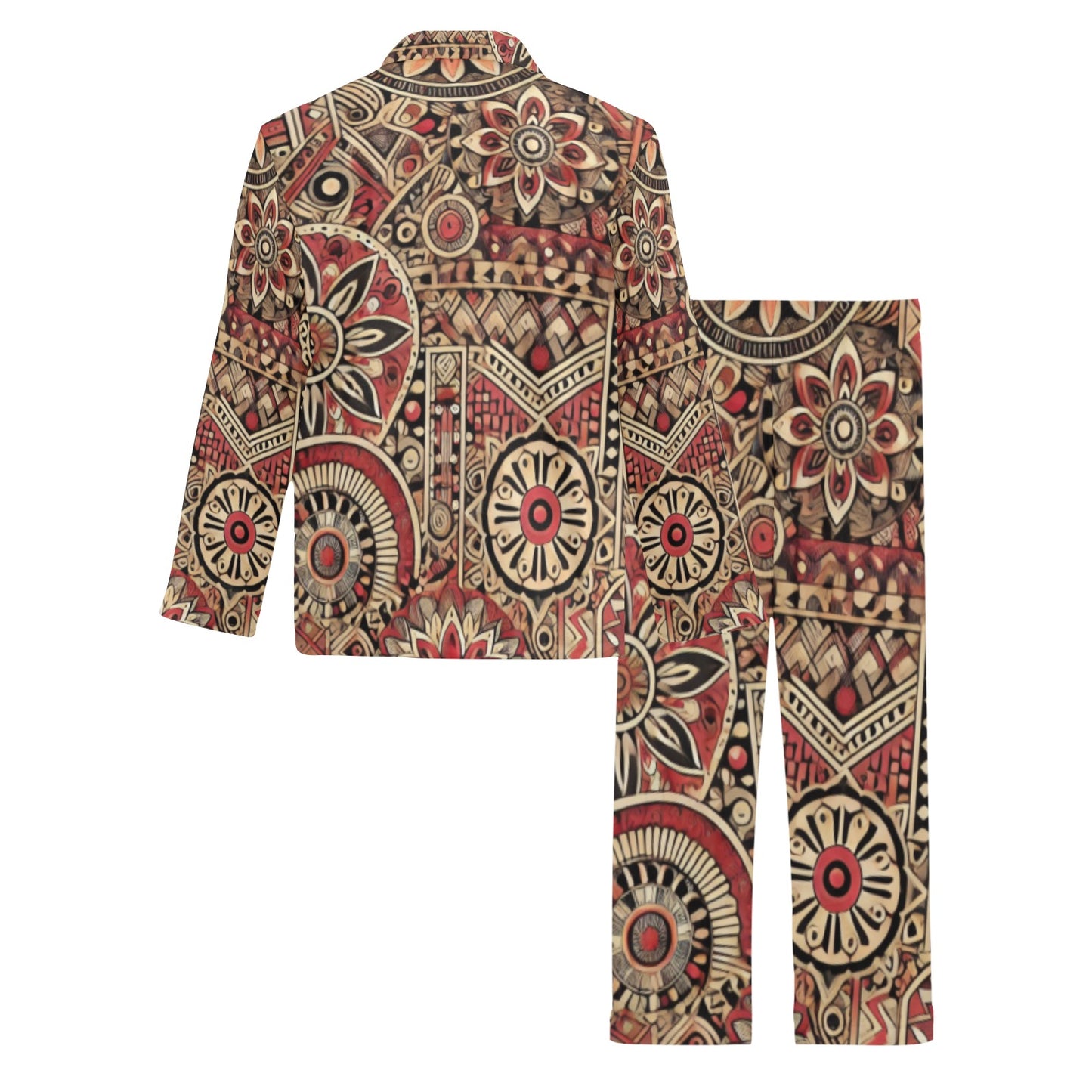 Abstract Pattern Men's Pajama Set Men's V-Neck Long Pajama Set