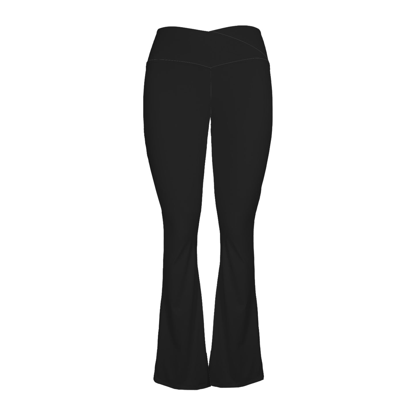 Black Women's High Waist Crossover Tummy Control Flare Leggings High Waist Crossover Tummy Control Flare Leggings