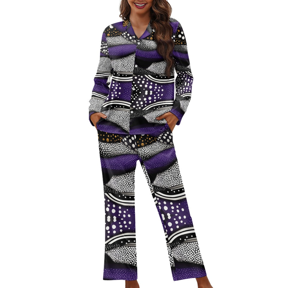 Turn down neck pajamas set for woman