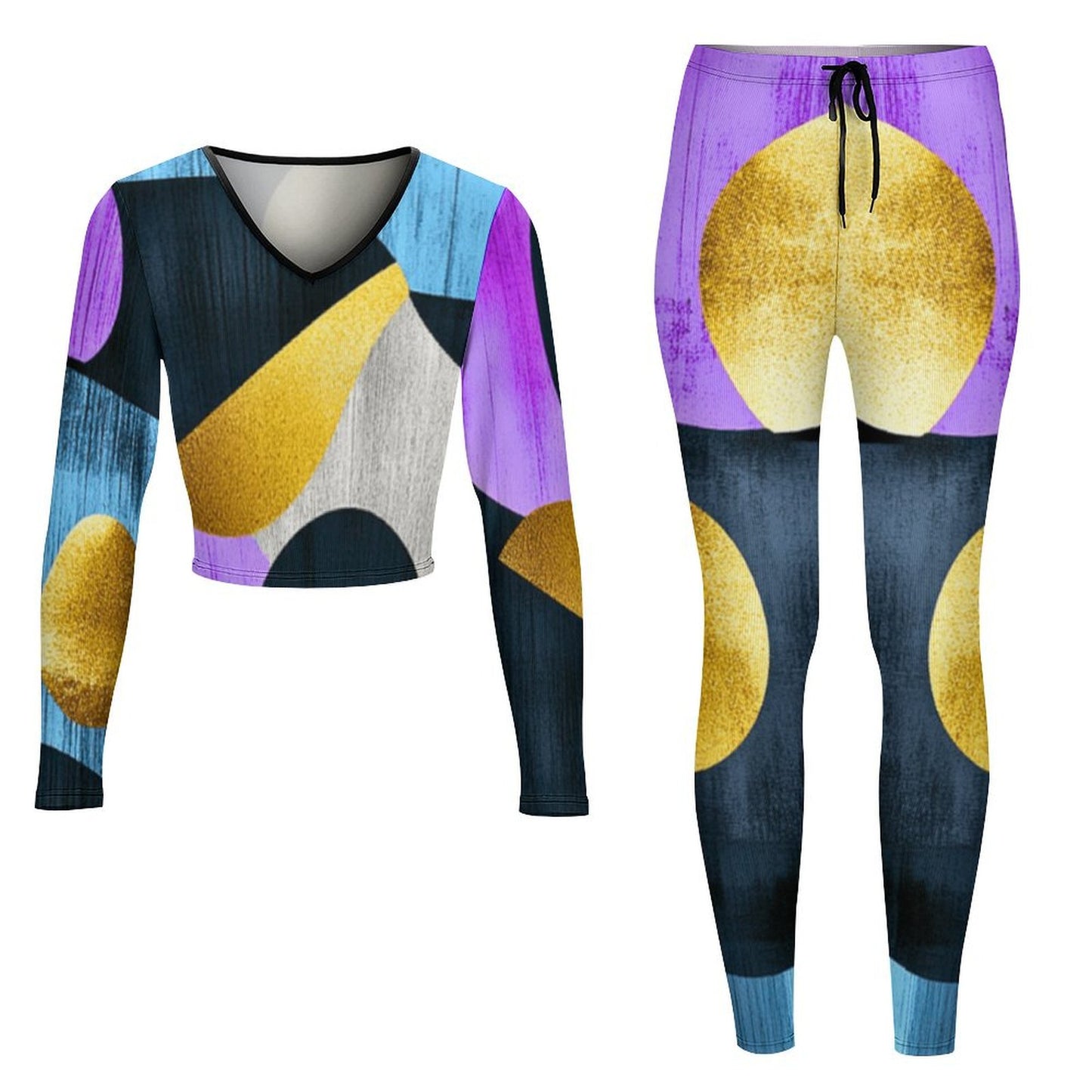 V neck sweatshirt set Women's V-neck Long Sleeve Yoga Set