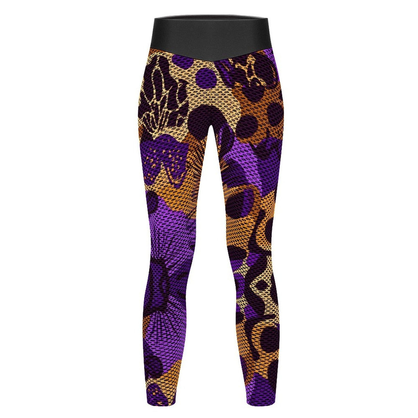 Custom Printed Honeycomb Textured Yoga Pants for Women (All-Over Printing)