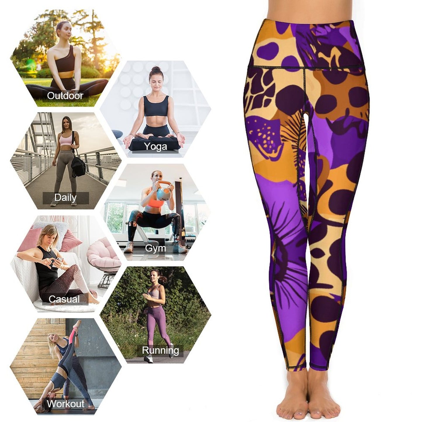 Custom Printed Yoga Pants with 2 Pockets CE003 (All-Over Printing)