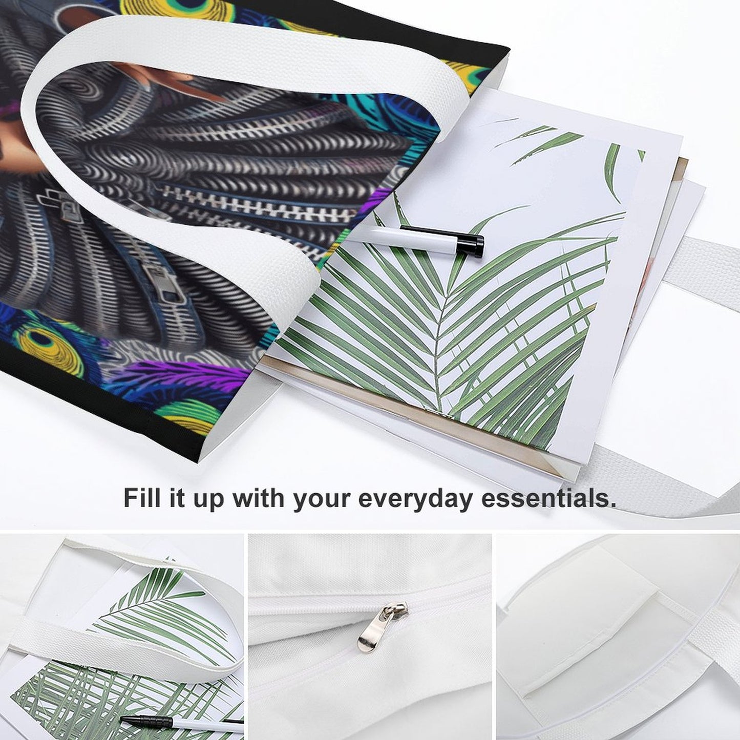 Canvas Material Tote Bags with Interior Pocket (Dual-sided Printing)