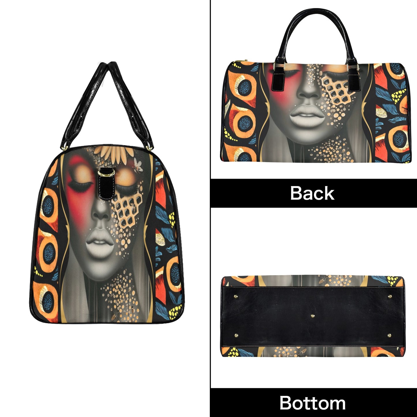 Honeycomb Beauty Travel Bag Large Capacity Travel Bag-Large (Black Short Patch) (1737)