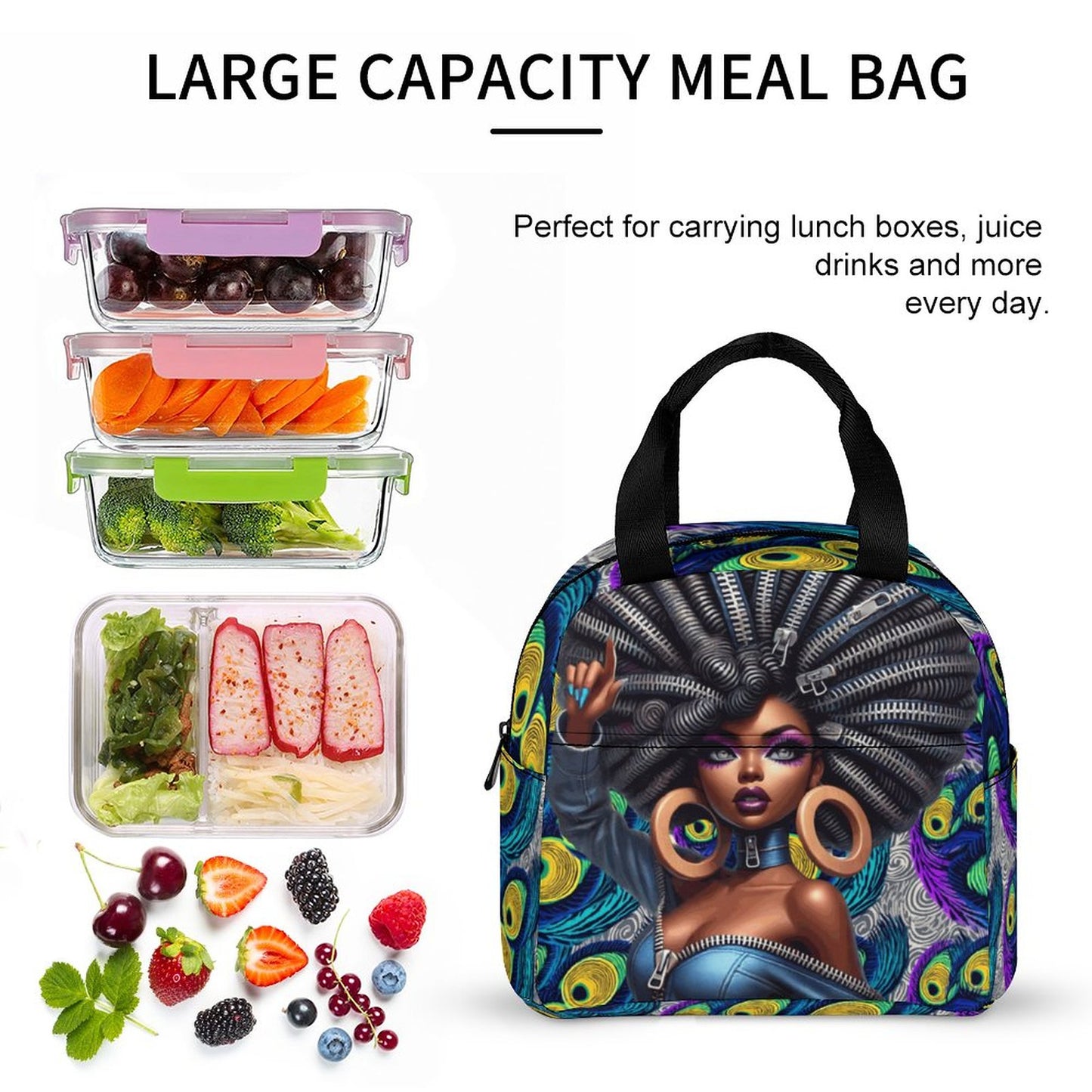Large Insulated Lunch Totes for Adults (All-Over Printing)