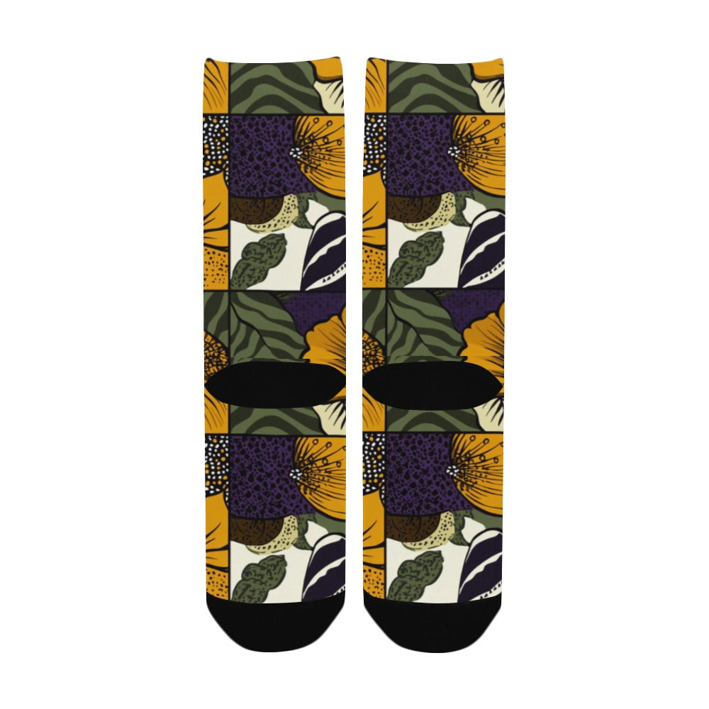 Geometric and Floral Pattern Men's Socks Women's Custom Socks