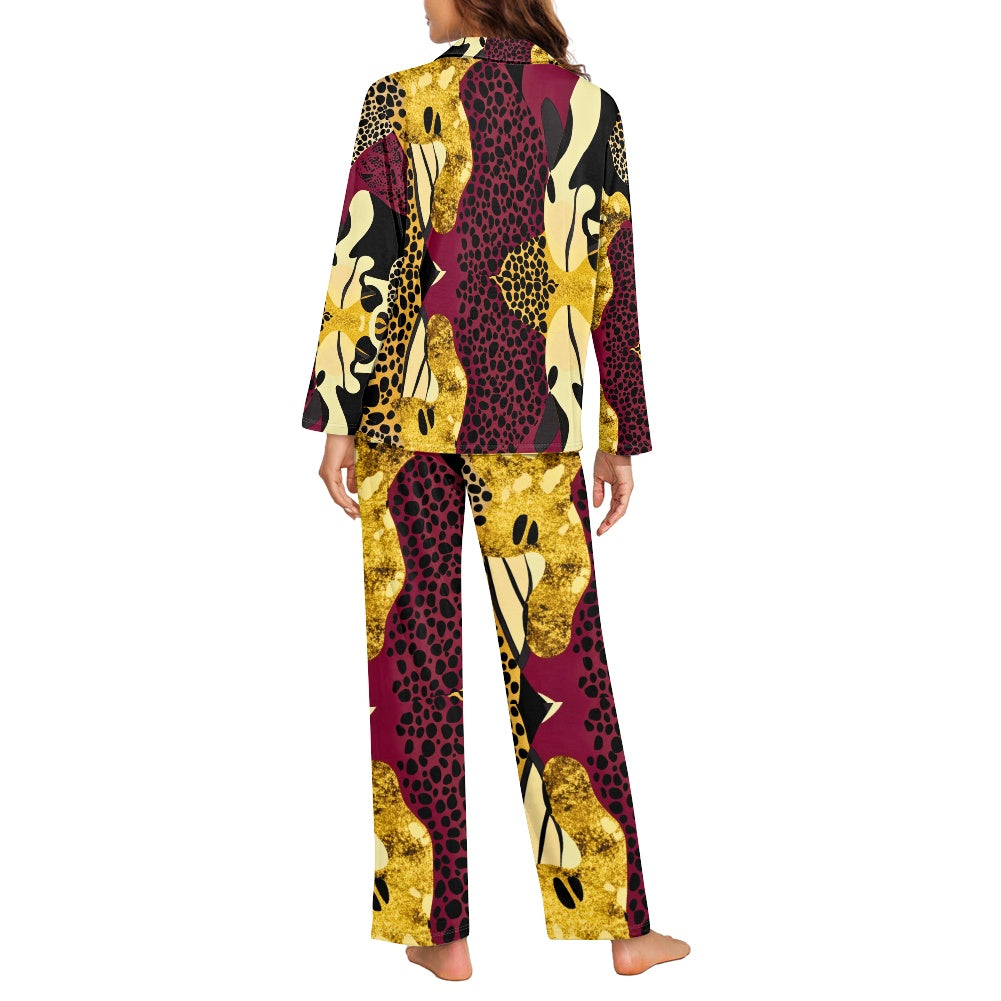 Turn down neck pajamas set for woman
