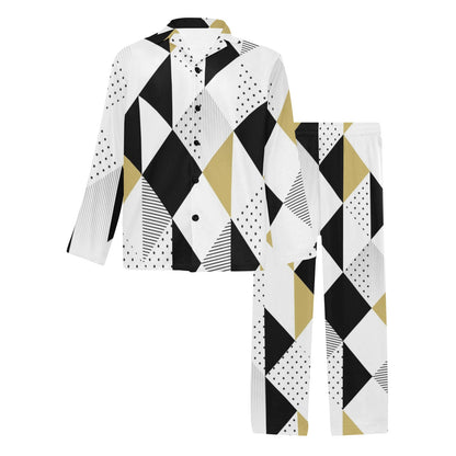 Abstract Seamless Pattern with Triangles Men's Pajama Set Men's V-Neck Long Pajama Set