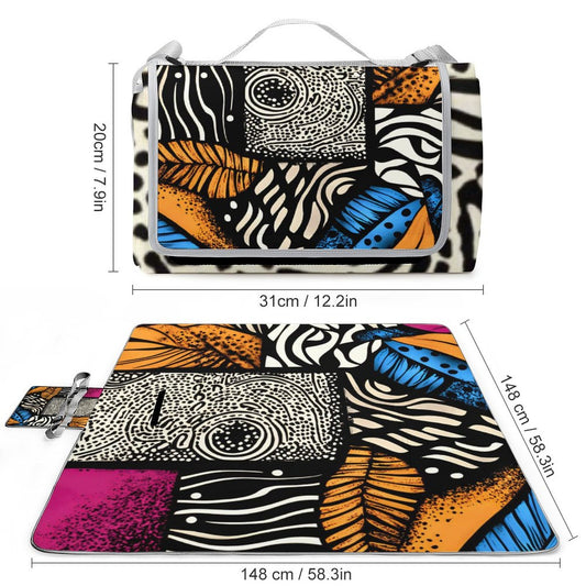 Beach and Square Picnic Mat Q003-58.3”x58.3”-58.3”x58.3”/148x148cm