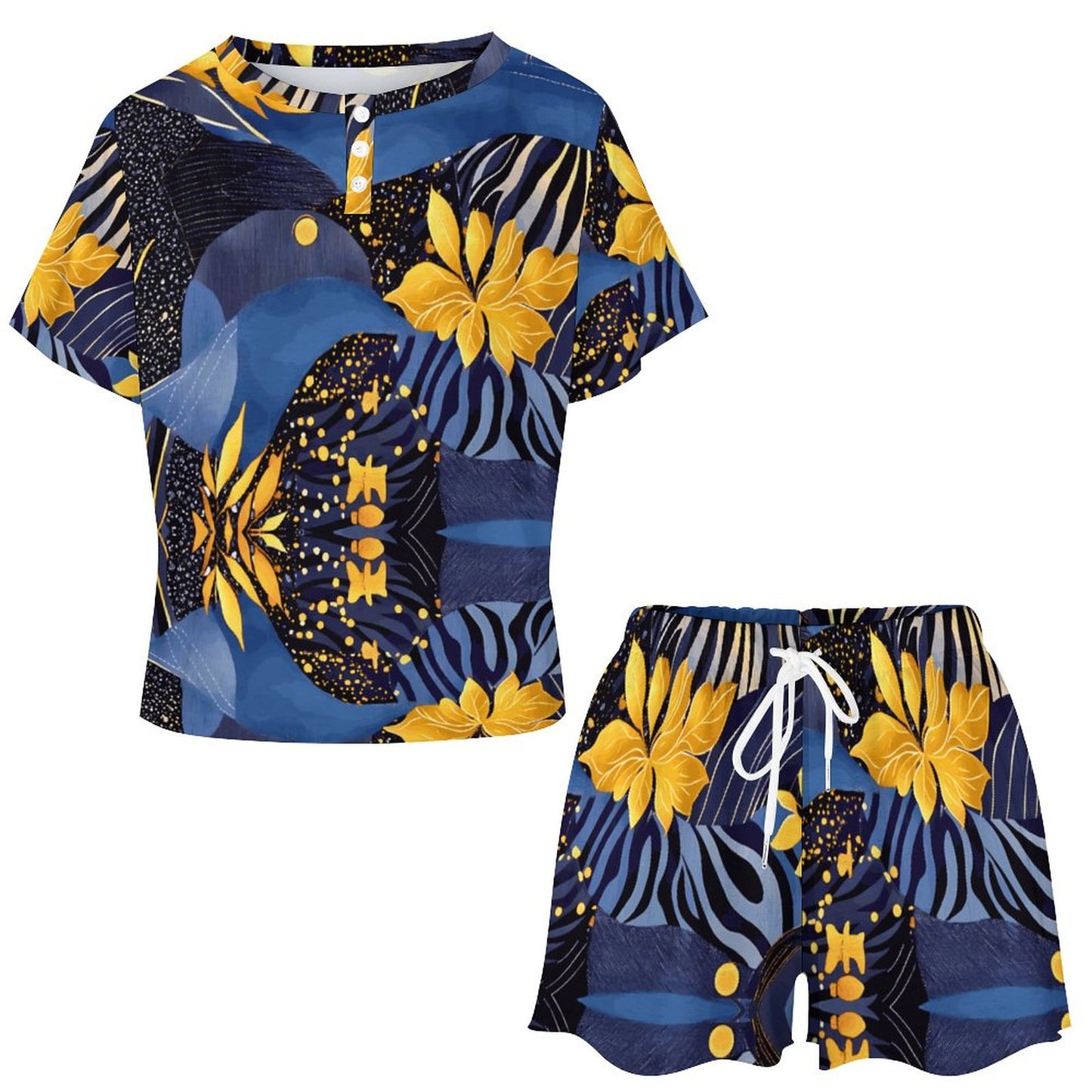 Women's Abstract Cooling Short Sleeve Loungewear Set UTZ (All-Over Printing)
