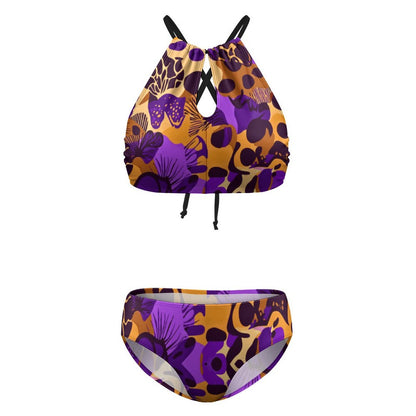 Women's Two piece Swimsuit with High Neck Halter Top BK2040 (All-Over Printing)