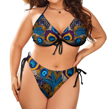 Plus Size Halter Tie Front Bikini Set BK2059 (All-Over Printing)