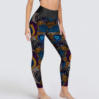 Custom Printed Honeycomb Textured Yoga Pants for Women (All-Over Printing)