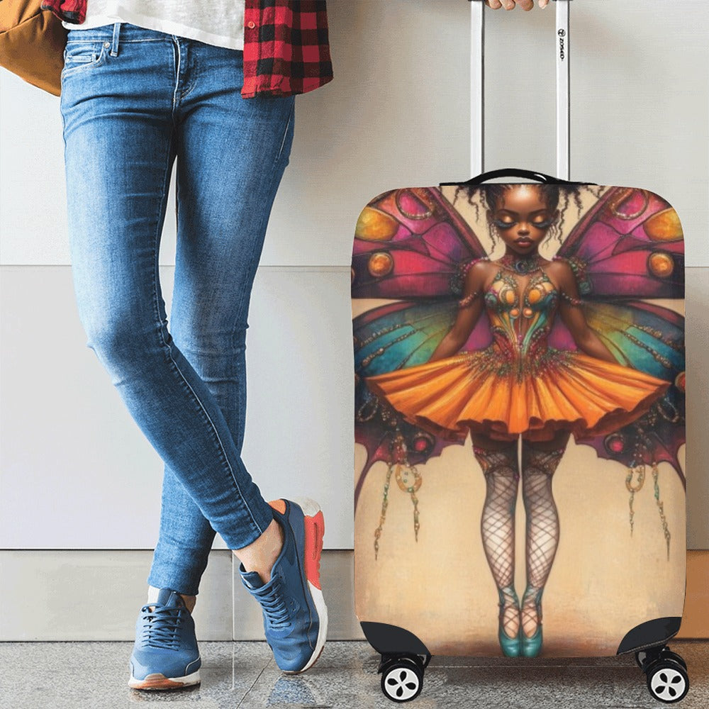 AfroCentric Butterfly Winged Ballerinas Luggage Cover/ Medium 22"-25" Luggage Cover/Medium 22"-25"
