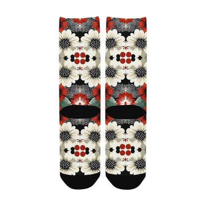 Geometric and Floral Pattern Men's Socks Women's Custom Socks