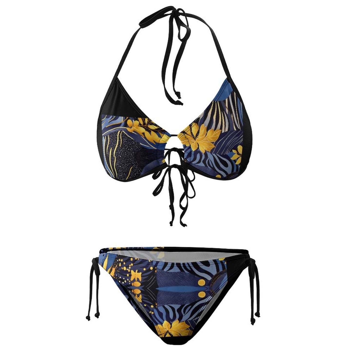 Plus Size Halter Tie Front Bikini Set BK2059 (All-Over Printing)