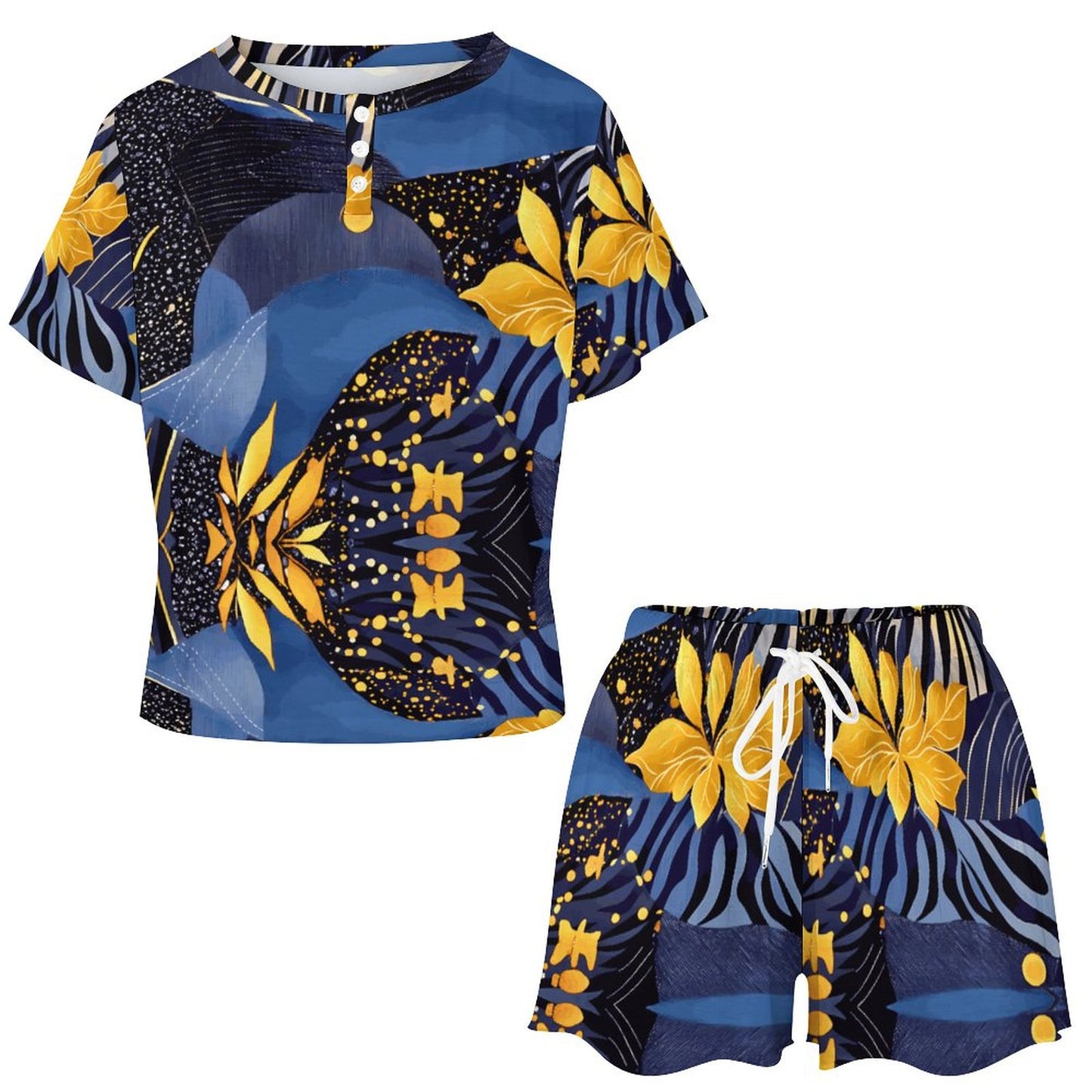 Women's Abstract Cooling Short Sleeve Loungewear Set UTZ (All-Over Printing)