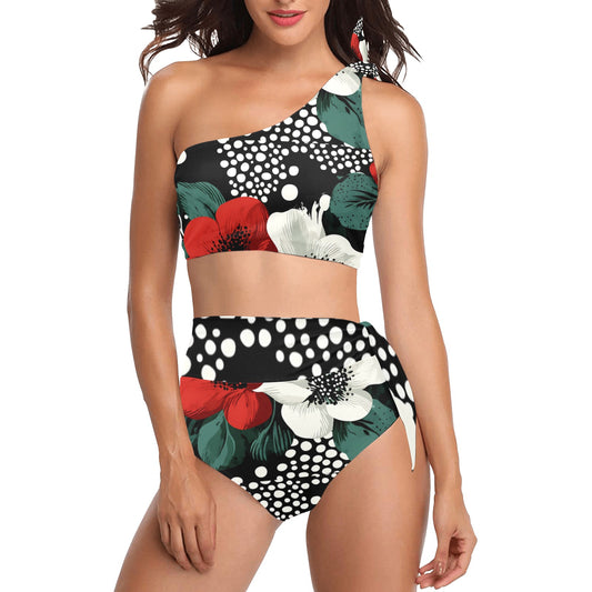 High Waisted One Shoulder Bikini Set (Model S16) High Waisted One Shoulder Bikini Set (Model S16)