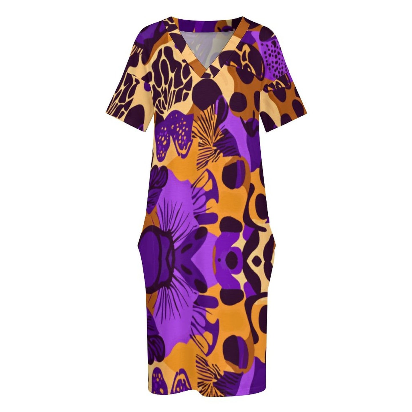 V-Neck Baggy Dress with Pocket LQ