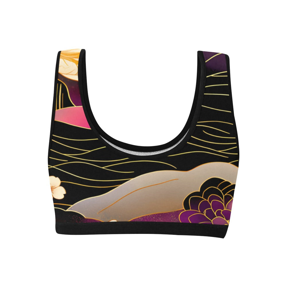 Dark Floral Sports Bra Women's All Over Print Sports Bra (Model T52)
