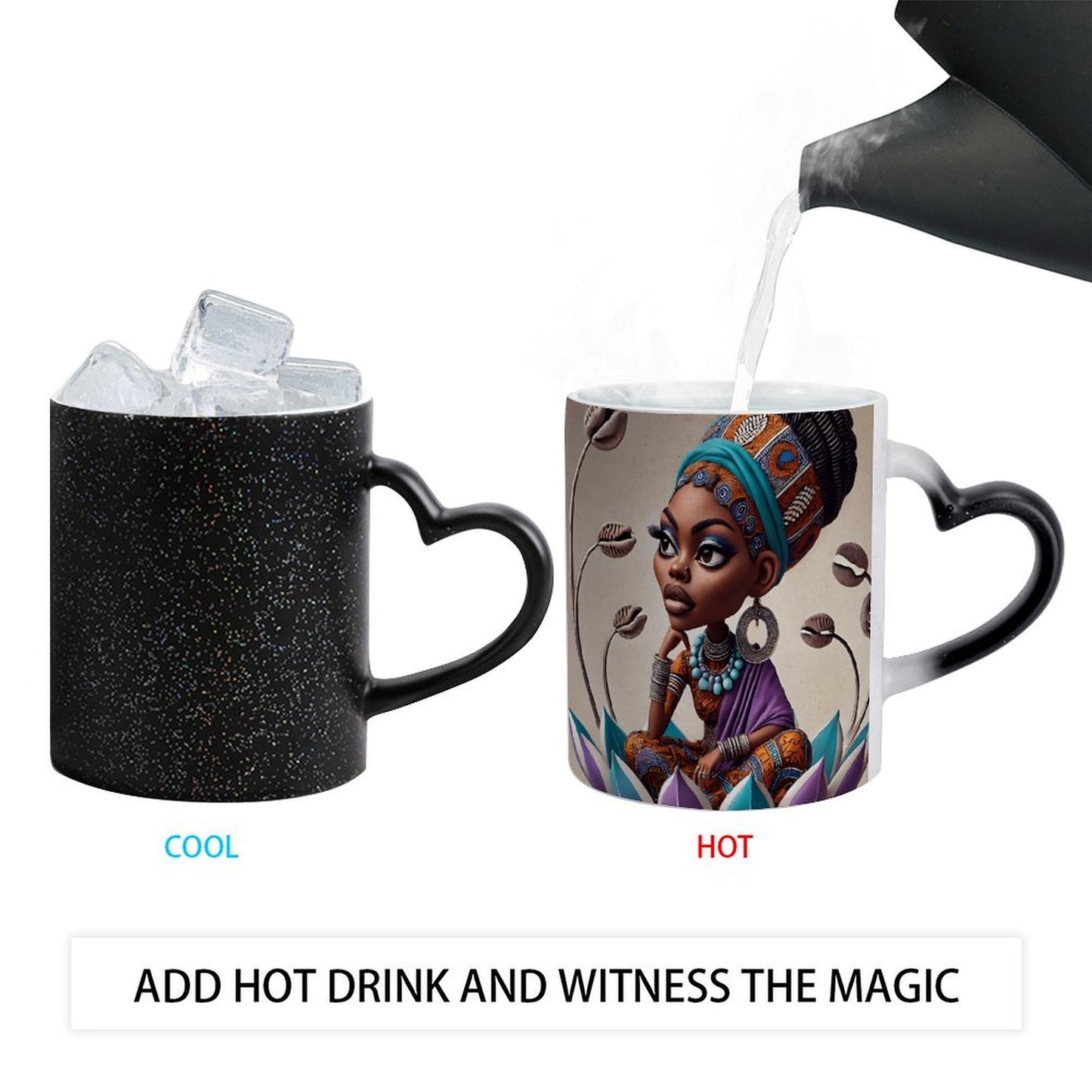 Thinking of a Master Plan Color Changing Cup Heart Handle Mug