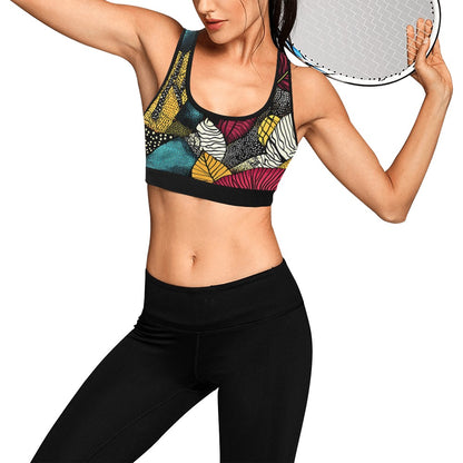 Colorful Floral Illustrated Flowers Sports Bra Women's All Over Print Sports Bra (Model T52)