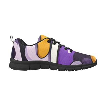Purple and Gold Geometric Pattern Mens Breathable Sneakers Men's Breathable Running Shoes (Model 055)