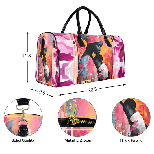 Mother's Day Travel Bag Large Capacity Travel Bag-Large (Black Short Patch) (1737)