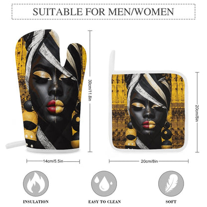 Oven Mitts & Pot Holder Set of 3 (Multi-image Splicing)