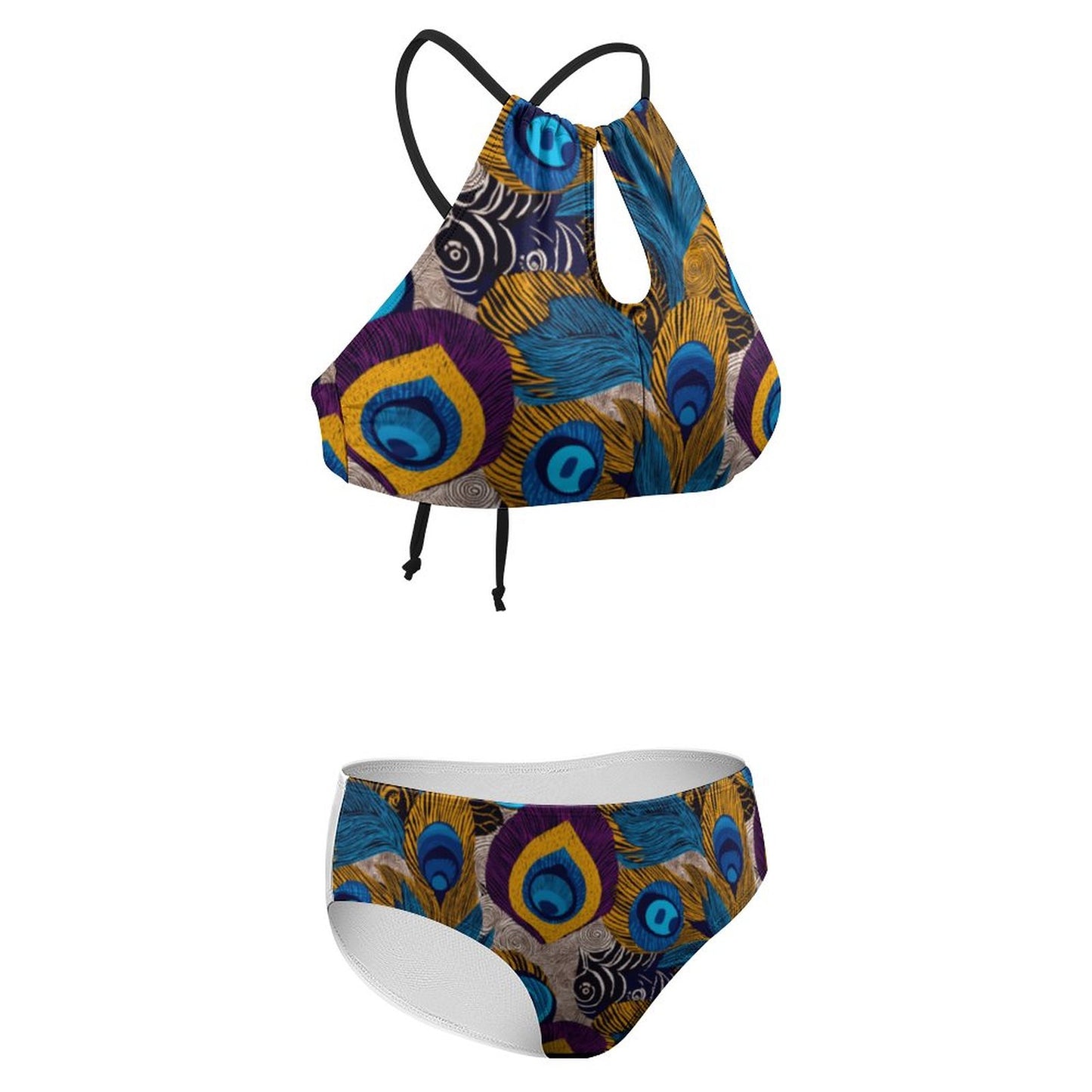 Women's Two piece Swimsuit with High Neck Halter Top BK2040 (All-Over Printing)