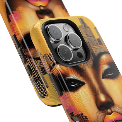 Afrocentric Tough Phone Case, City Girl On The Move Unique Design, Urban Street Style, Protective Cellphone Cover, Trendy Mobile Accessory