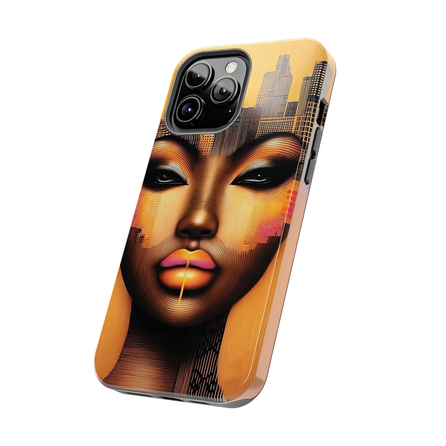 Afrocentric Tough Phone Case, City Girl On The Move Unique Design, Urban Street Style, Protective Cellphone Cover, Trendy Mobile Accessory