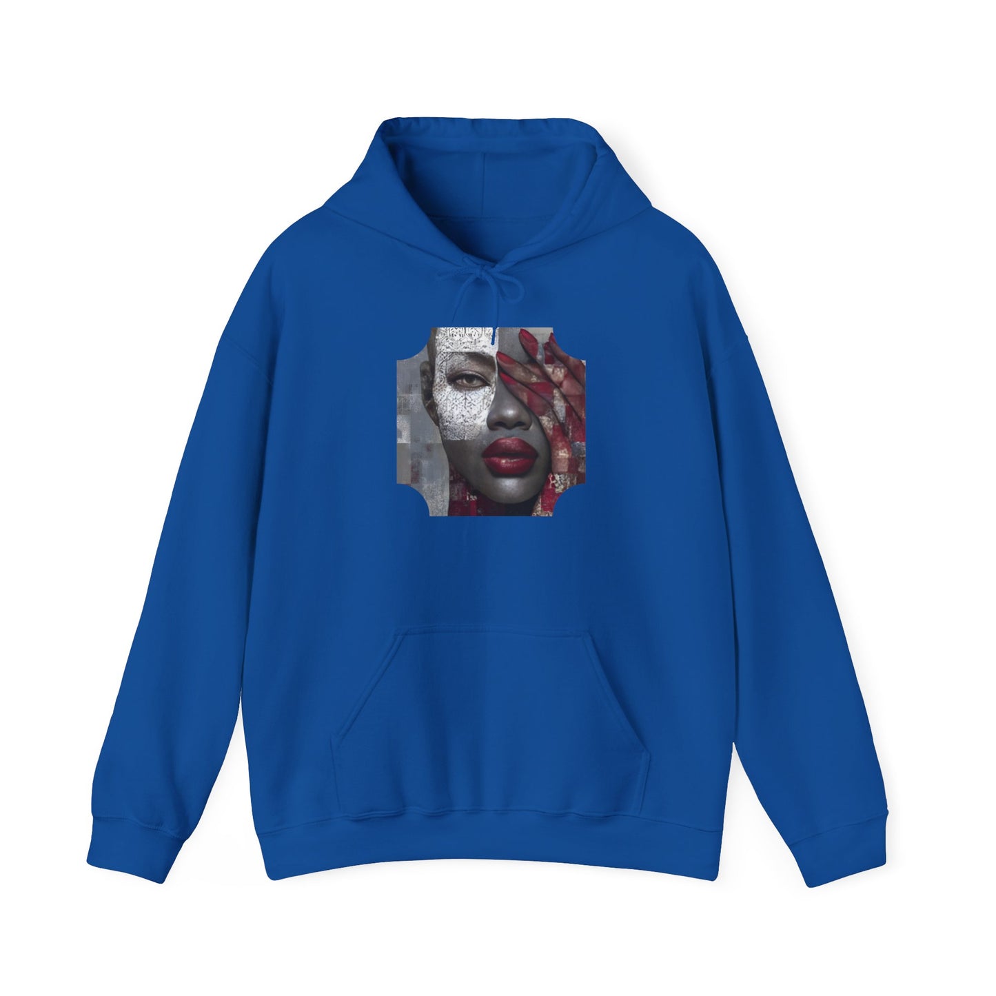 Do You See What I See? Afrocentric Abstract Puzzle Piece Unisex Hoodie Sweatshirt, Woman Print Face Hand Art, Hooded, Black