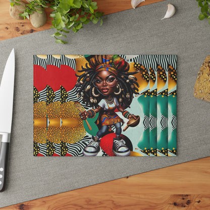 Glass Cutting Board, Afrocentric Kitchen Decor, Ankara Pattern Glass Board, Ethnic Design Cheese Board, Unique Housewarming Gift