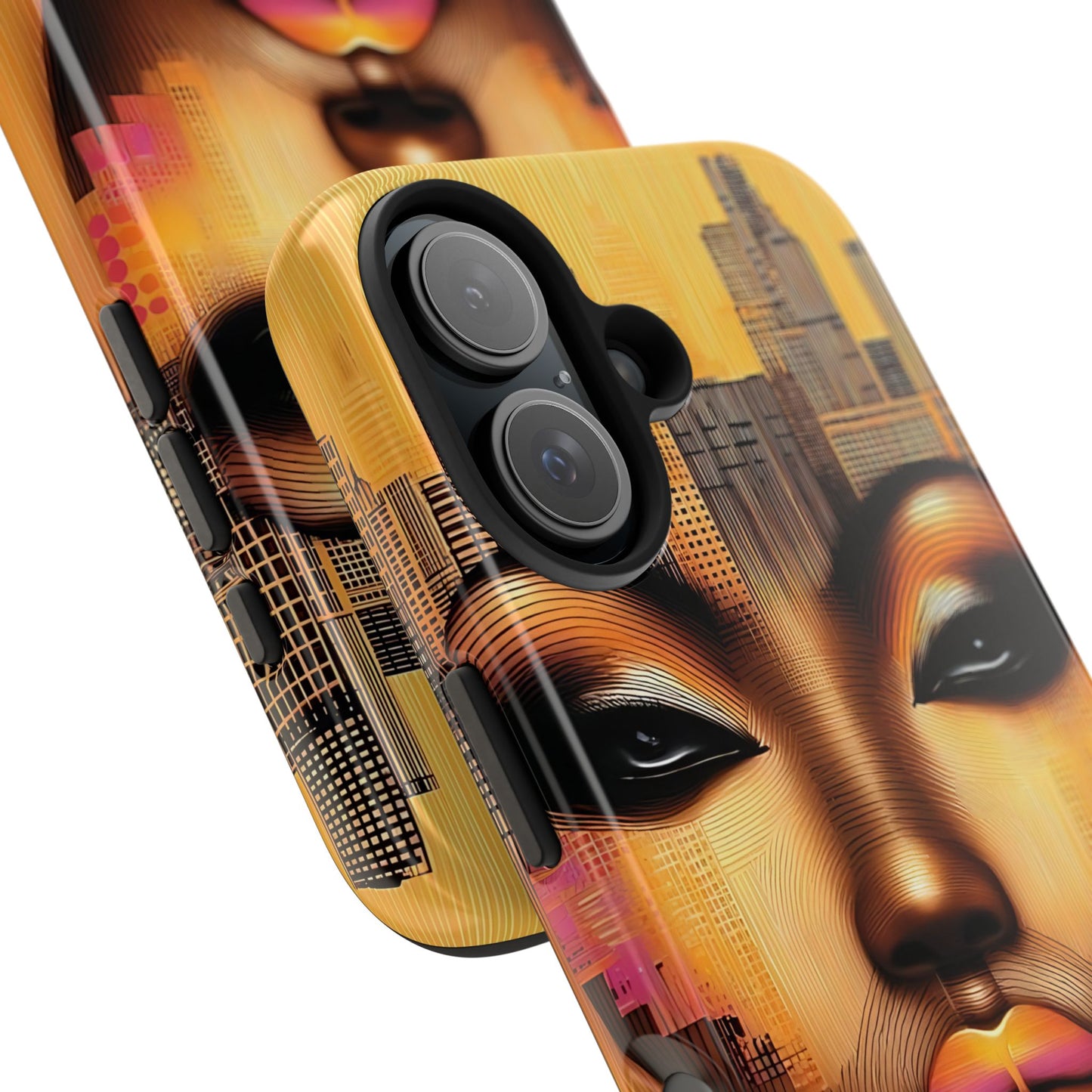 Afrocentric Tough Phone Case, City Girl On The Move Unique Design, Urban Street Style, Protective Cellphone Cover, Trendy Mobile Accessory