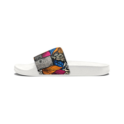 Floral and Feathers Pattern Womens Removable-Strap Beach and Indoor Sandals