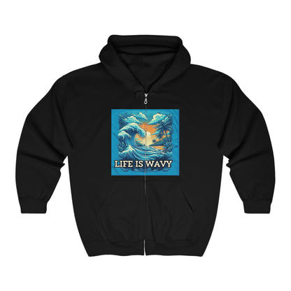 Life is Wavy Unisex Heavy Blend™ Full Zip Hooded Sweatshirt #LW3